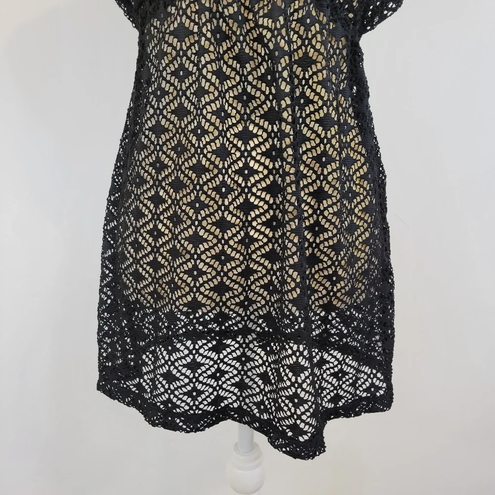 Miken Swim Black Crochet Empire Waist Swimsuit Cover‎ Up